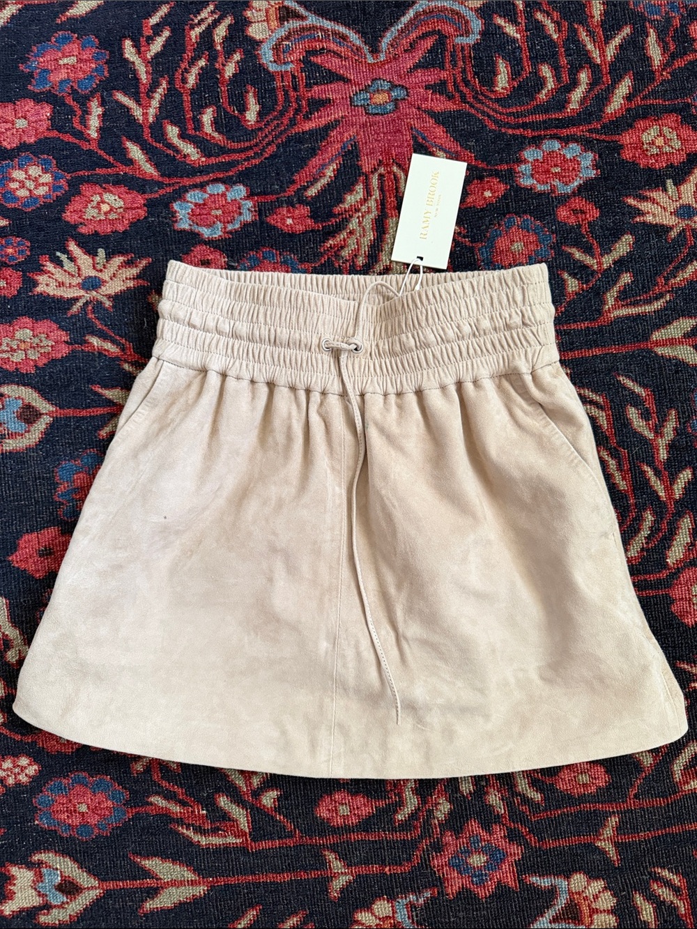 Ramy Brook Beige Drawstring Suede Mini Skirt - Women
